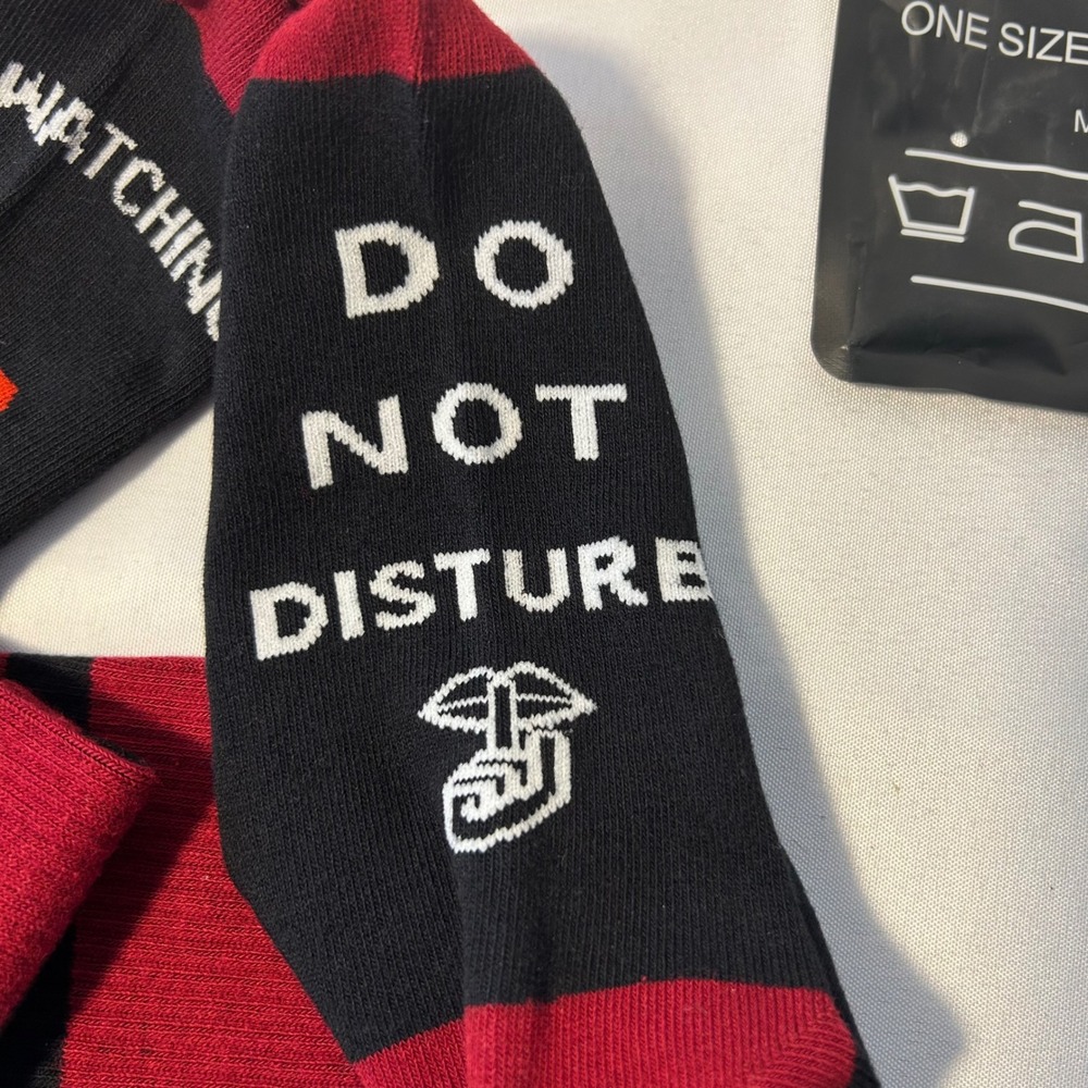 Funny Christmas Socks "Do Not Disturb I'm Watching Movies" Novelty Gift NEW - Picture 5 of 7